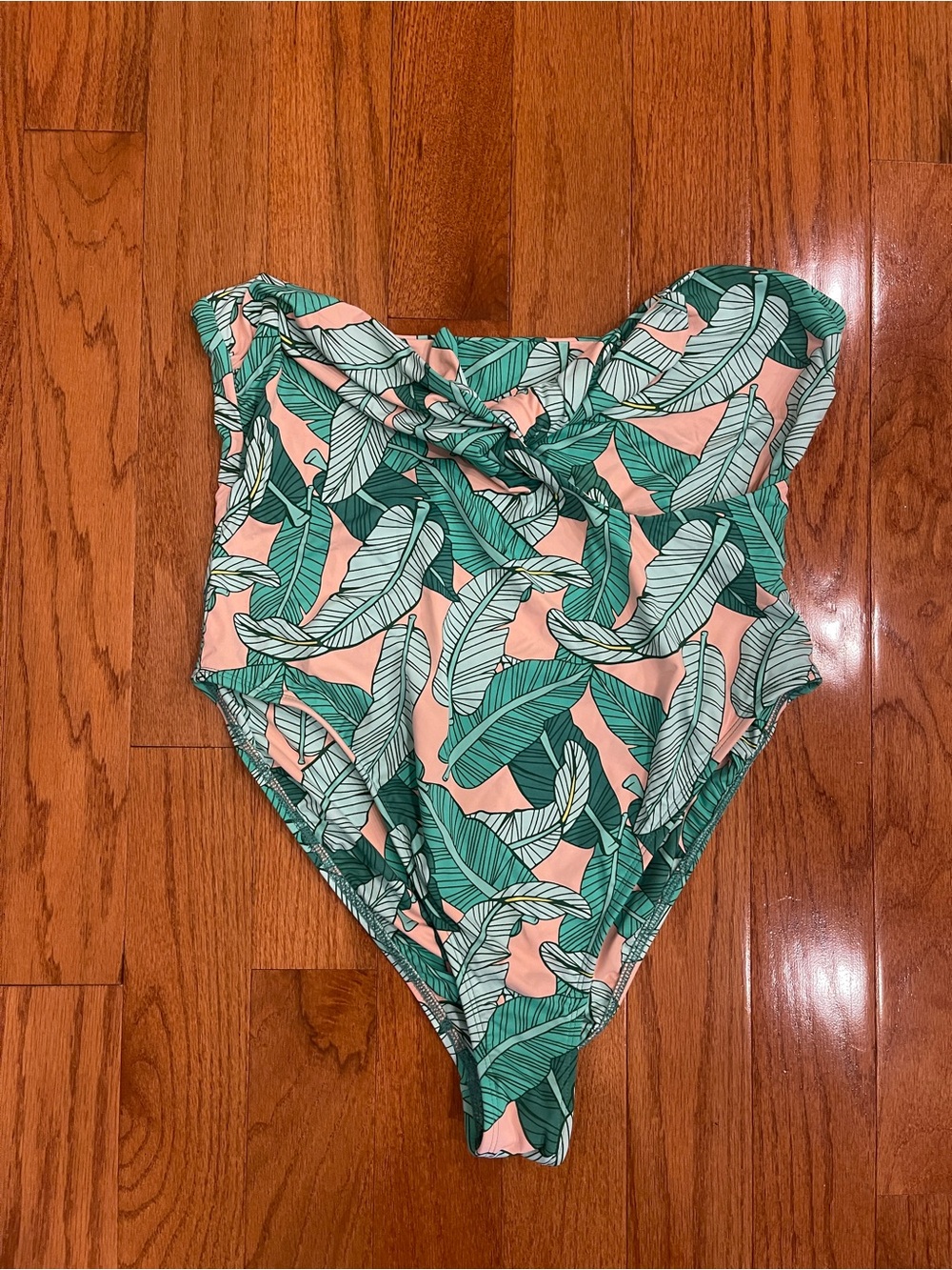 Dippin' Daisy's Green Palm Leaf Pink One Piece Swimsuit Women's 2X